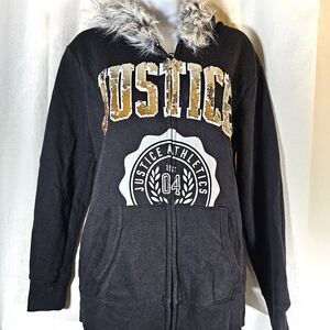 Justice Girl's 18 Plus Zip Faux Fur Hoodie